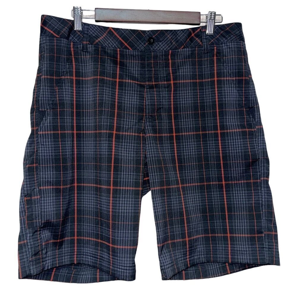Fila Black Red Plaid Golf Shorts Chino Style  Pockets Men's Size 34